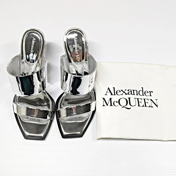 Alexander McQueen Women's Shard Wedge Heel Slide Sandals Size 37 IT (MSRP $1490) - Picture 3 of 14